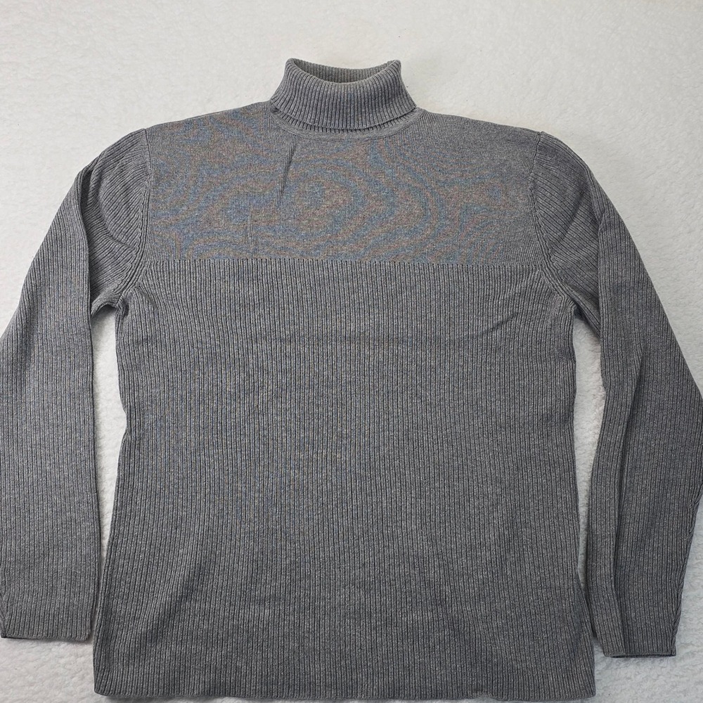 Utility Mens Gray 100% Cotton Ribbed Turtleneck Sweater Size S Made in Australia